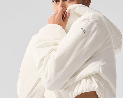 Cropped Mountain Peak Full-Zip Hoodie - Ivory