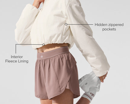 Cropped Mountain Peak Full-Zip Hoodie - Ivory