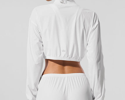 Cropped Breezy Full-Zip Cover Up - White