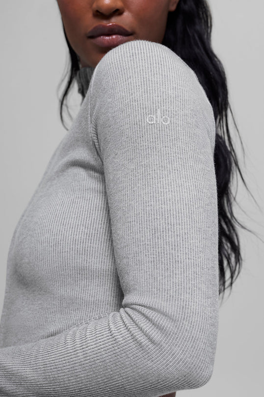 Seamless Two Tone Rib Jacket - Light Misty Grey Heather