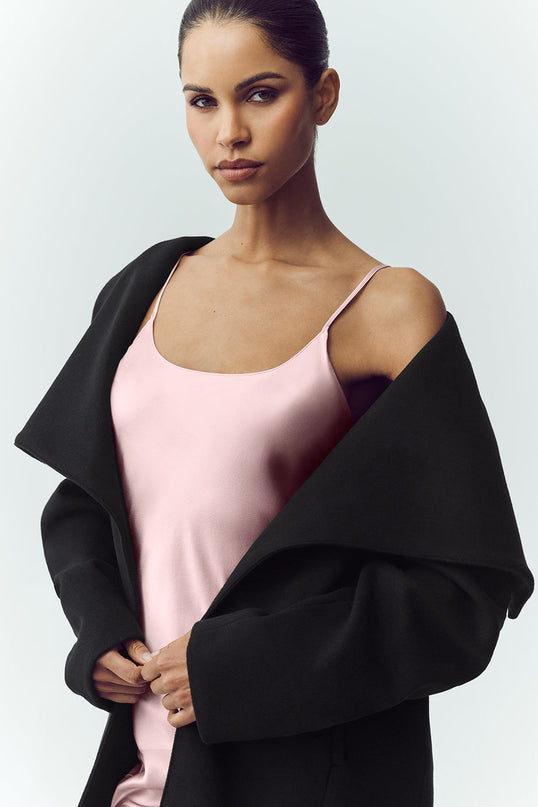 Wool Blend Nightfall Long Coat - Black