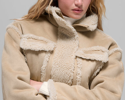 Faux Shearling Snowfall Cropped Jacket - Woodland Tan