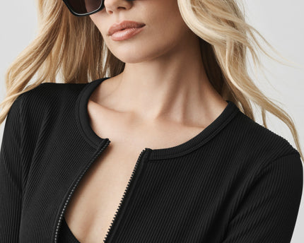 Seamless Ribbed Favorite Jacket - Black