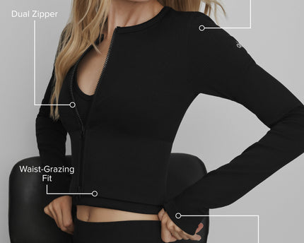 Seamless Ribbed Favorite Jacket - Black