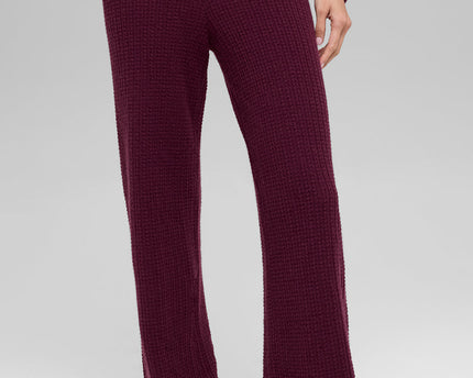 Cashmere High-Waist Plush Waffle Pant - Burgundy