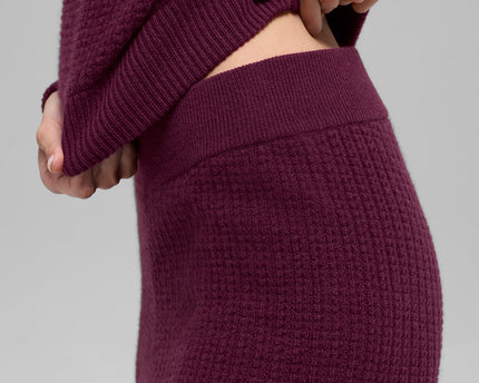 Cashmere High-Waist Plush Waffle Pant - Burgundy