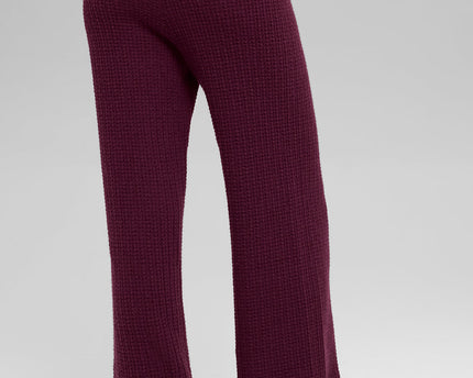 Cashmere High-Waist Plush Waffle Pant - Burgundy