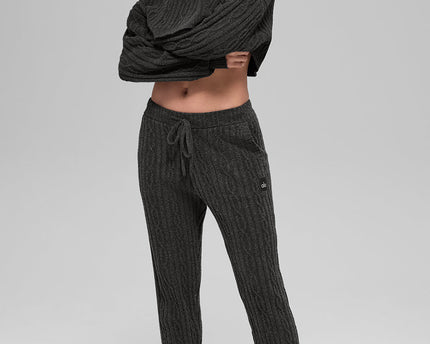 Cable Knit Winter Bliss Pant - Dark Heather Grey
