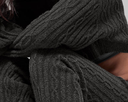 Cable Knit Winter Bliss Pant - Dark Heather Grey