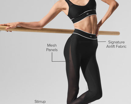 Airlift Mesh High-Waist Darling Stirrup Legging - Black