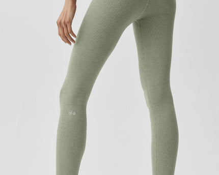 Seamless High-Waist Two Tone Rib Legging - Dune Grass Heather