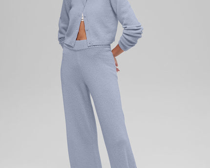 Wool Cashmere High-Waist New Class Wide Leg Pant - Winter Frost