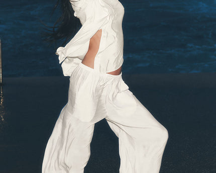 Semi-Sheer Golden Hour High-Waist Straight Leg Pant - Ivory