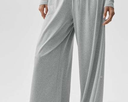Alosoft Mid-Rise Finesse Wide Leg Sweatpant - Vintage Athletic Heather