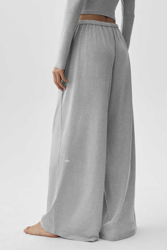 Alosoft Mid-Rise Finesse Wide Leg Sweatpant - Vintage Athletic Heather