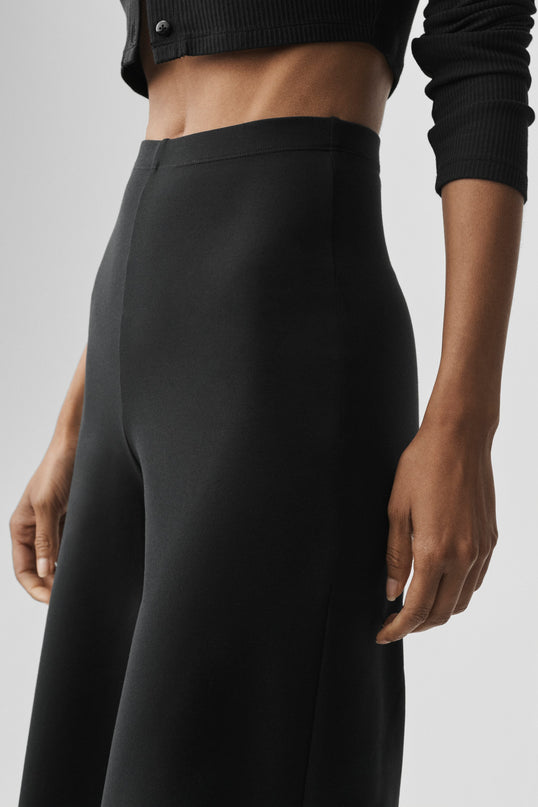 Airbrush High-Waist Wide Leg Pant (Regular) - Black