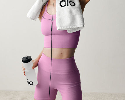 5' Seamless Ribbed Favorite Short - Candy Heart Pink