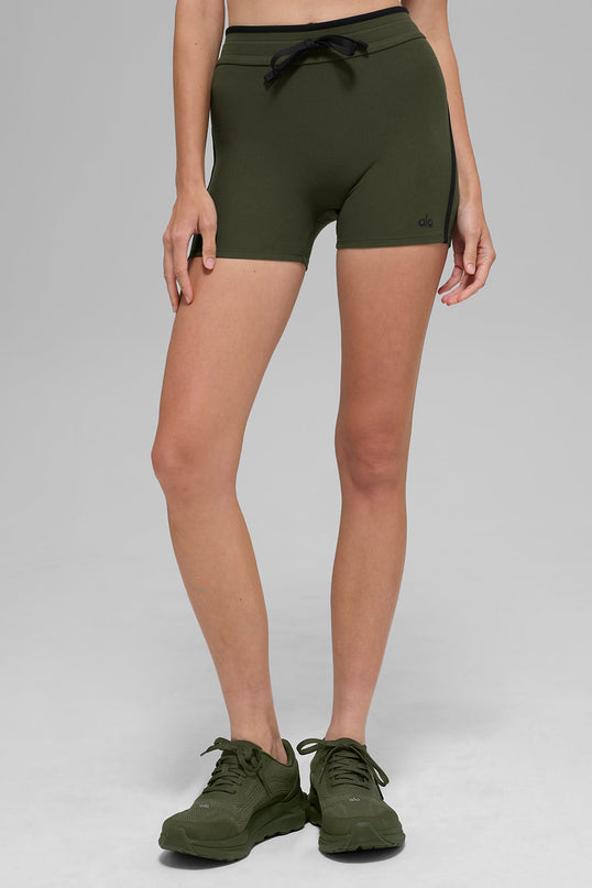4' Airbrush High-Waist Race Pace Short - Green Olive/Black
