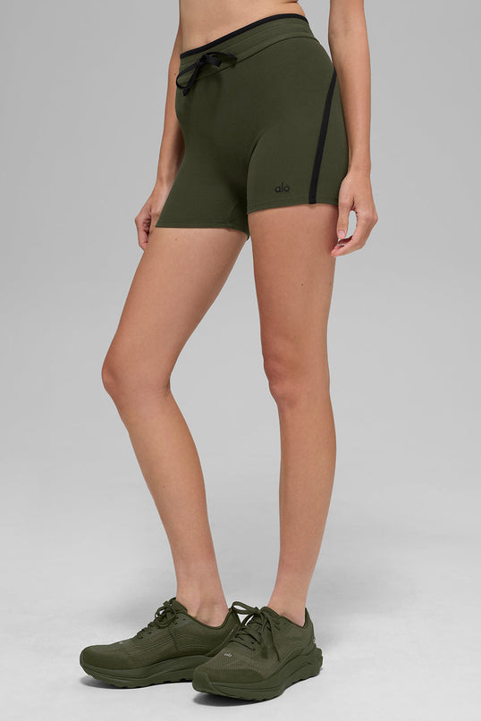 4' Airbrush High-Waist Race Pace Short - Green Olive/Black