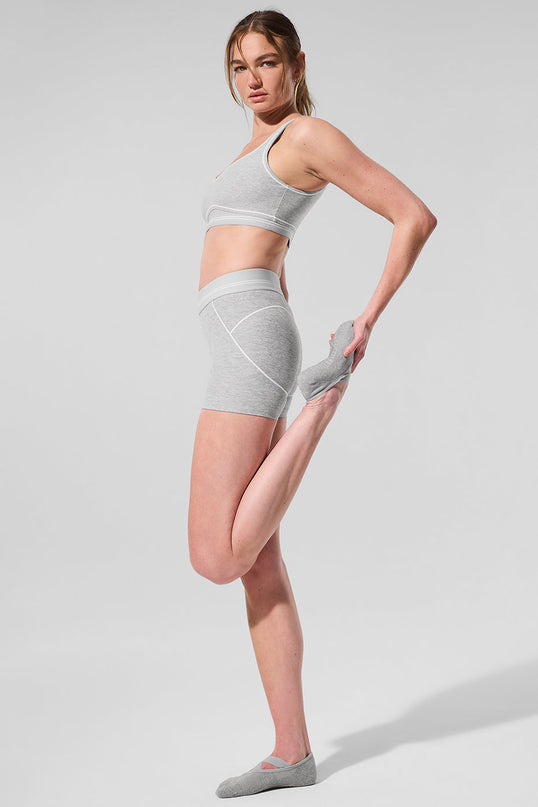 4' Alosoft High-Waist Heart Throb Short - Athletic Heather Grey/White