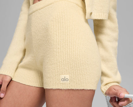 Wool Cashmere Ribbed Noble Short - Candlelight Yellow
