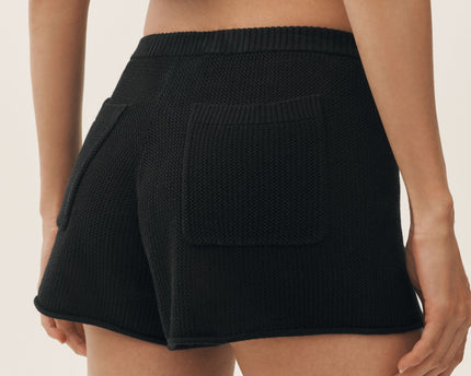 Silk Cashmere Mid-Rise Heatwave Short - Black