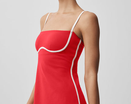Airbrush Streamlined Dress - Bright Red/White