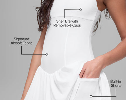 Alosoft Break Point Tennis Dress - White