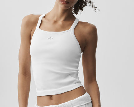 Seamless Ribbed Favorite Full Length Bra Tank - White