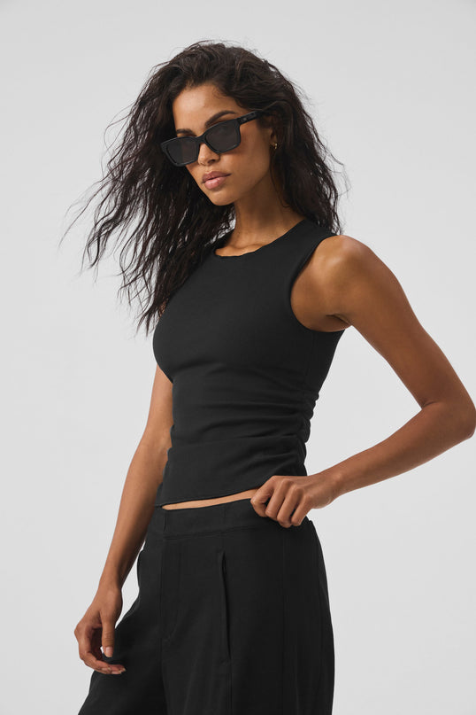 Ribbed En Pointe Tank - Black