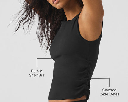 Ribbed En Pointe Tank - Black