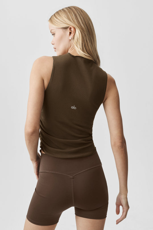Ribbed En Pointe Tank - Espresso