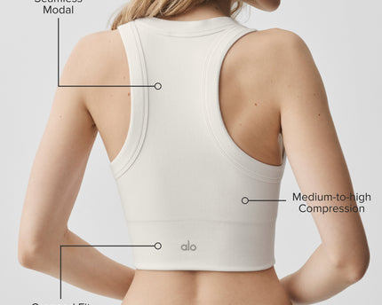 Seamless Modal Ribbed High Neck Delight Bra - White