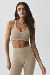 Seamless Two Tone Rib Bra - Gravel Heather