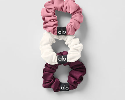 Fresh Mini Scrunchie 3-Pack - Burgundy/Pink Wild Rose/Ivory