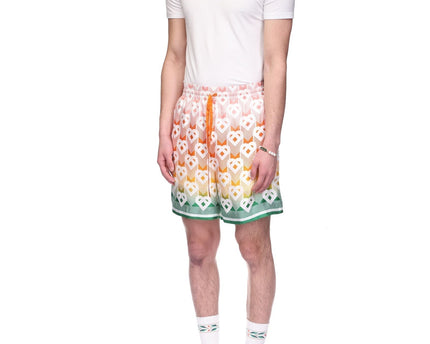 Gradient Heart Monogram Silk Shorts