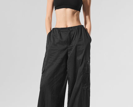 Sheer Game Time Wide Leg Jogger - Black